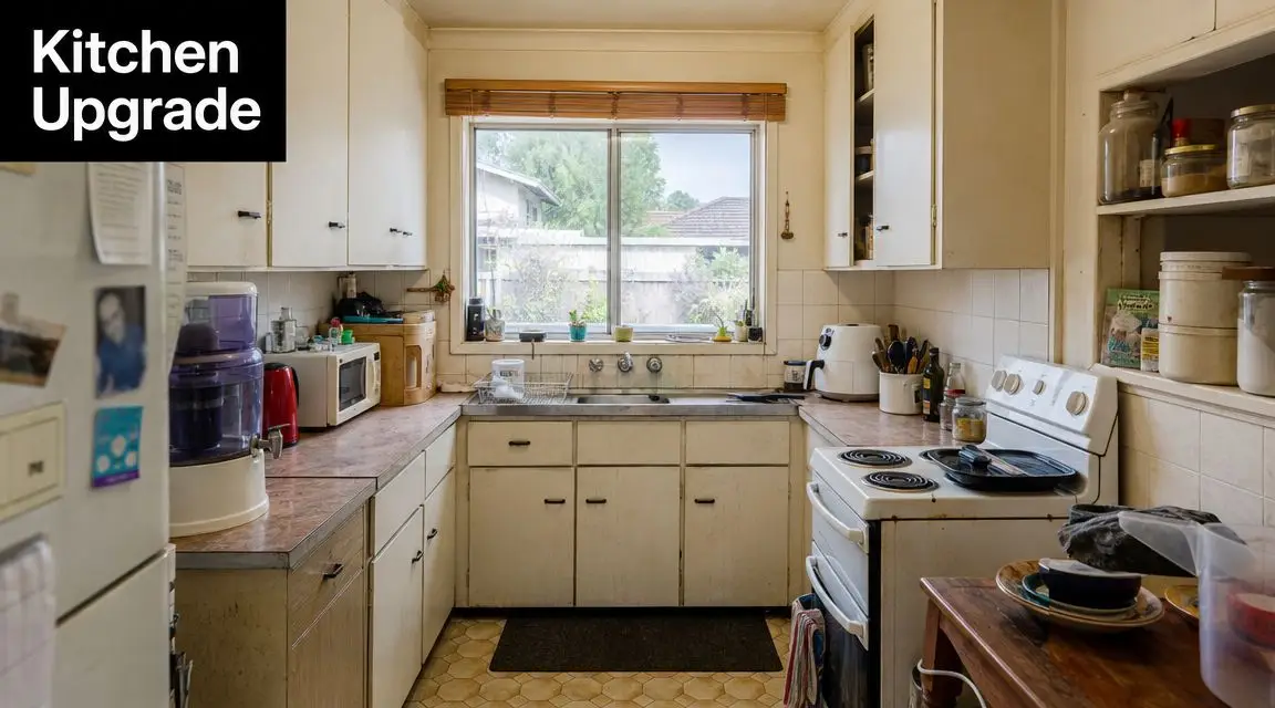 A dated residential kitchen space in need of a professional renovation and modern upgrade